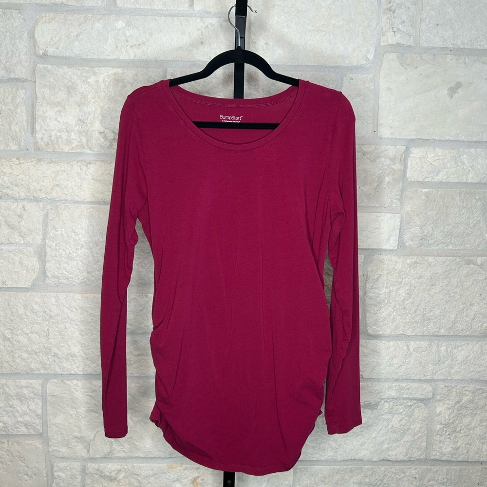Bumpstart Maternity Long Sleeve Tee Shirt Wine color size Large